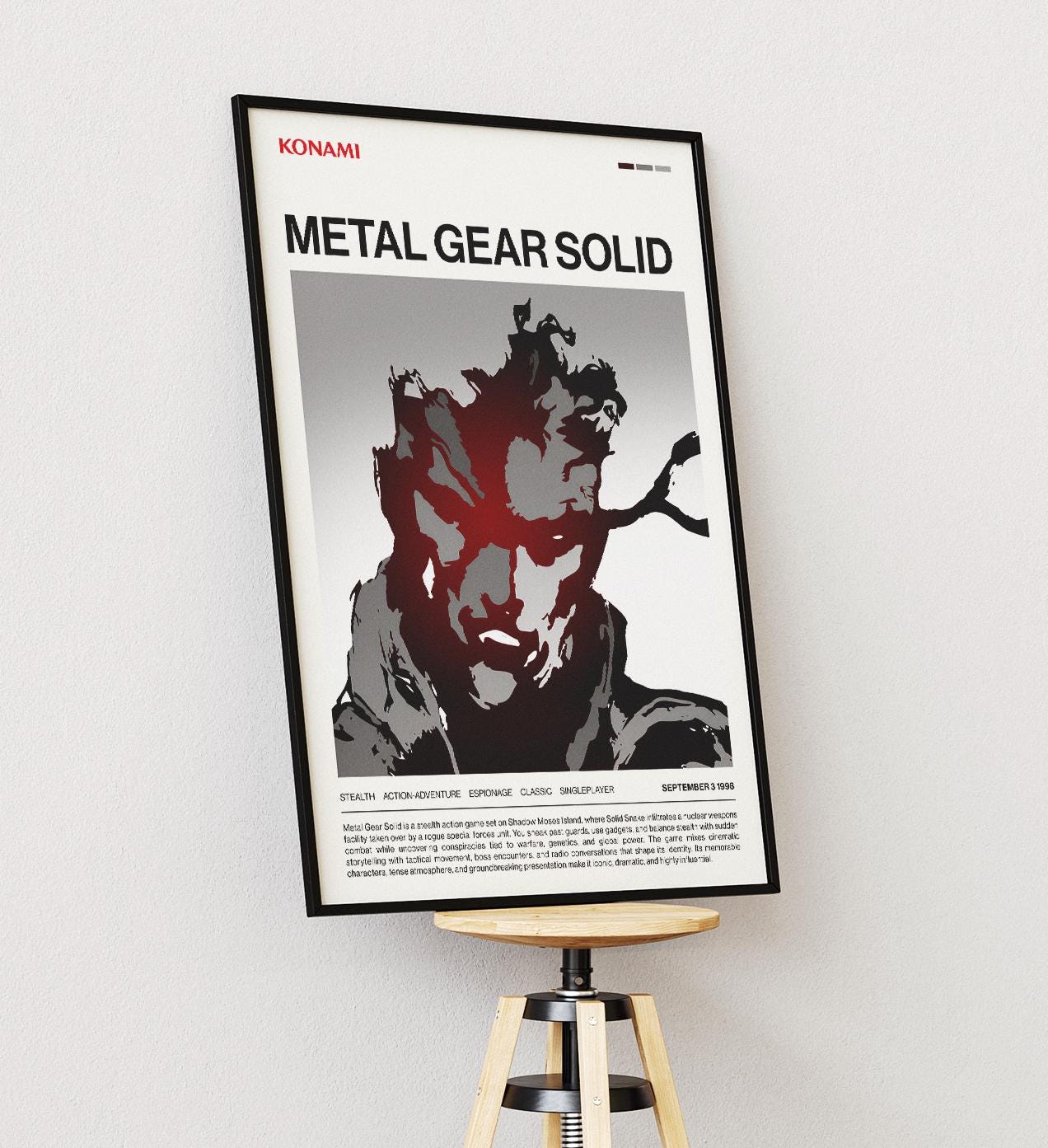 Metal Gear Solid Poster Minimalist, Shadow Moses Wall Art, Solid Snake ...