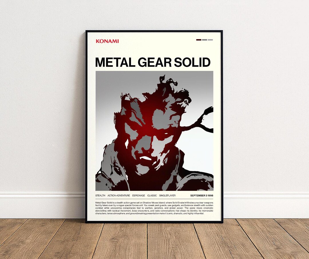 Metal Gear Solid Poster Minimalist, Shadow Moses Wall Art, Solid Snake ...