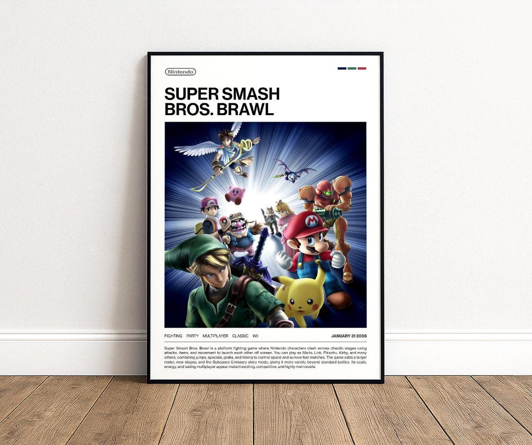 Super Smash Bros. Brawl (2008) Poster, Smash Bros Print, Fighting Game ...