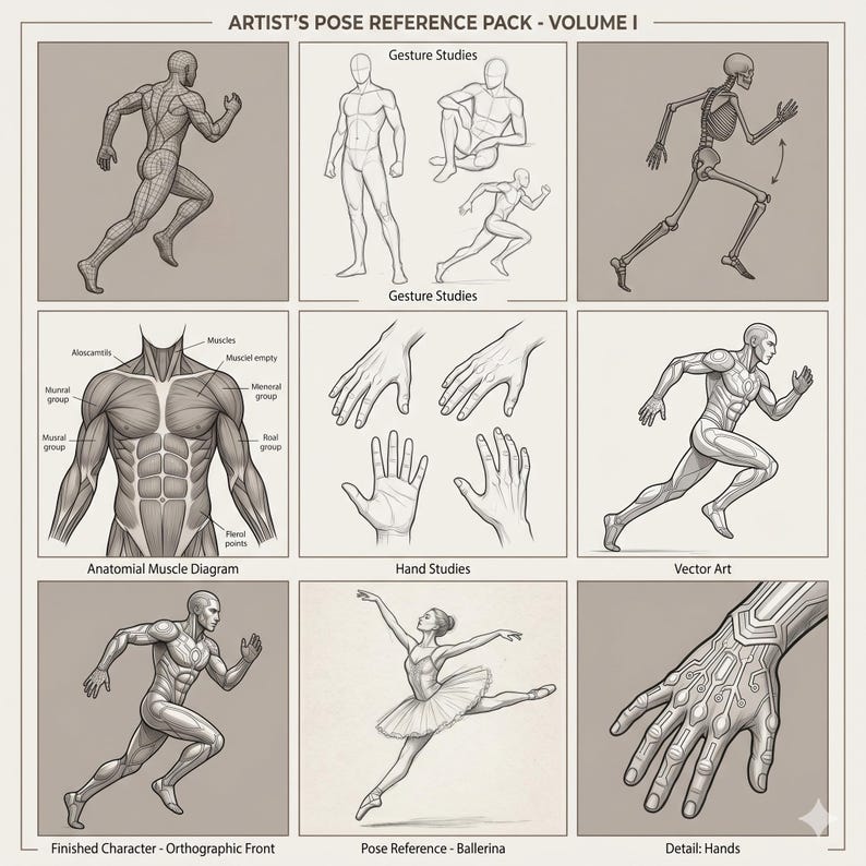 Figure Drawing Pose Reference Bundle Casual Poses Plus Size Models Art ...