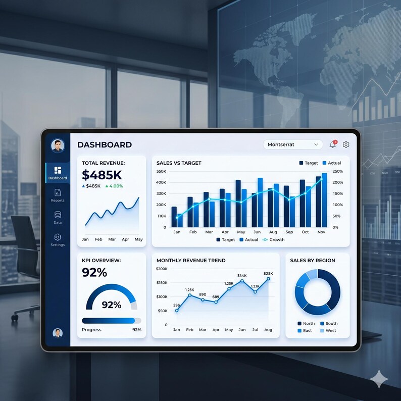 Excel Dashboard Template KPI Tracker Data Analysis Business Report ...