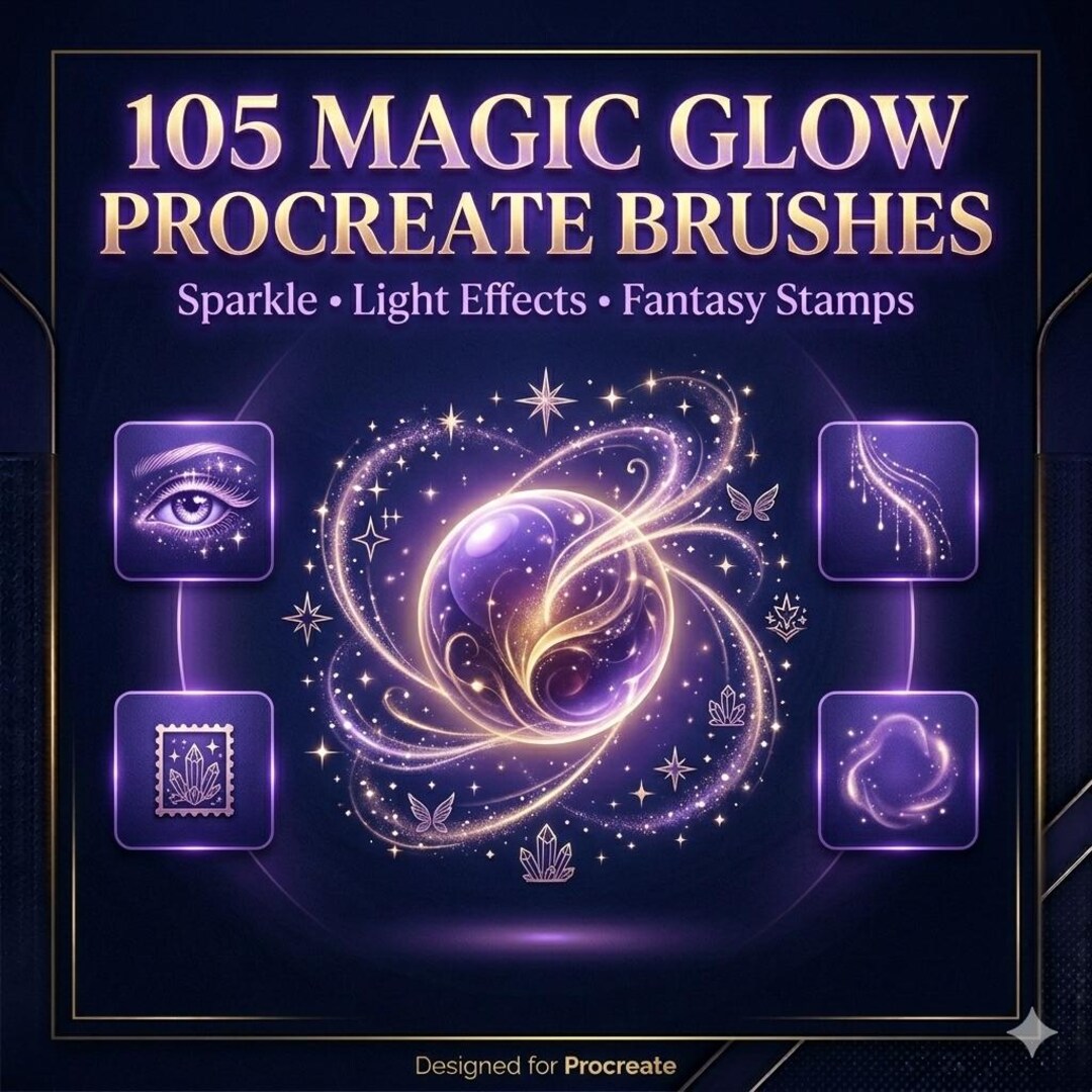 105 Magic Glow Procreate Brushes | Sparkle, Light Effects & Fantasy ...