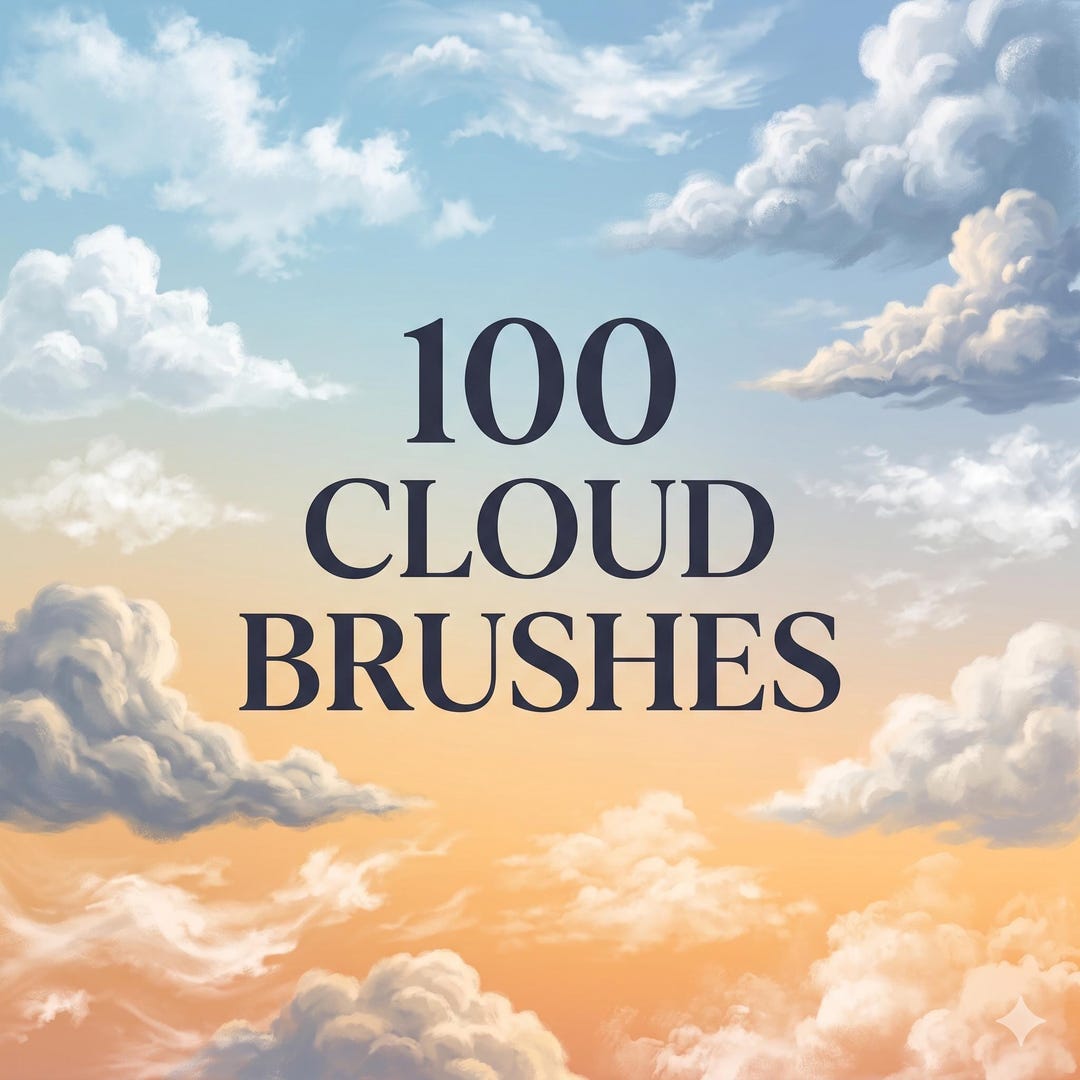 100 Cloud Photoshop Brushes | Realistic Sky Fluffy Dreamy Atmosphere ...