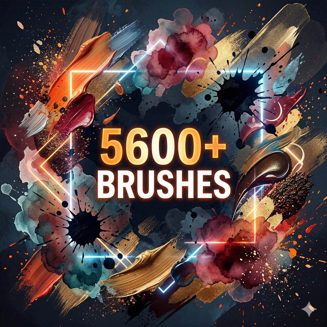 5600 Photoshop Brushes Mega Bundle Painting Texture Ink Watercolor ...