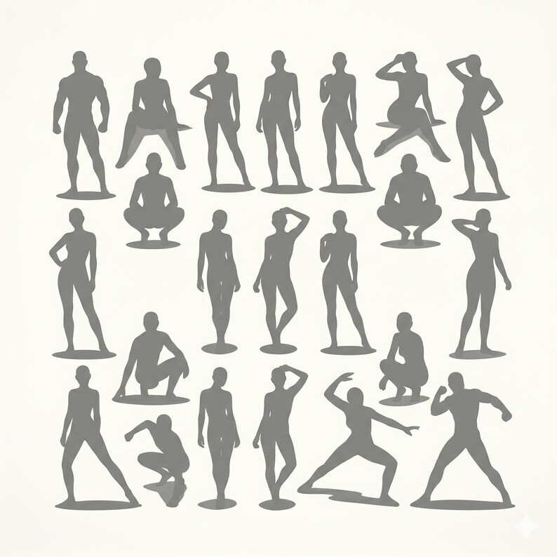 Figure Drawing Pose Reference Bundle Casual Poses Plus Size Models Art ...
