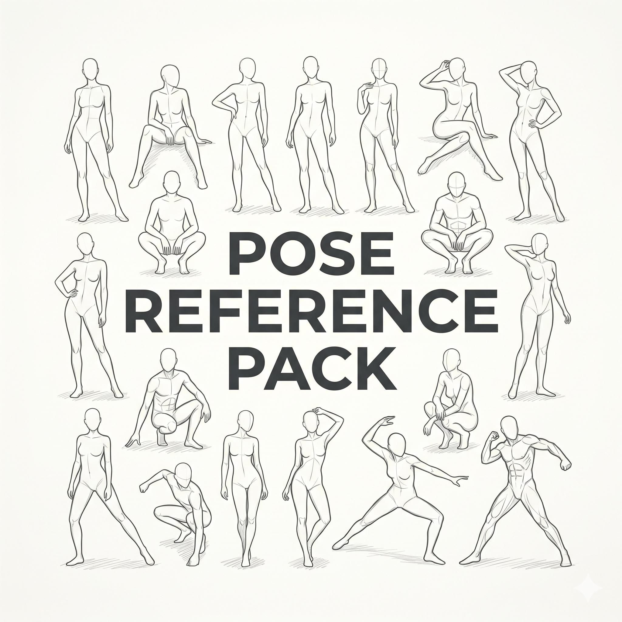 Figure Drawing Pose Reference Bundle Casual Poses Plus Size Models Art ...