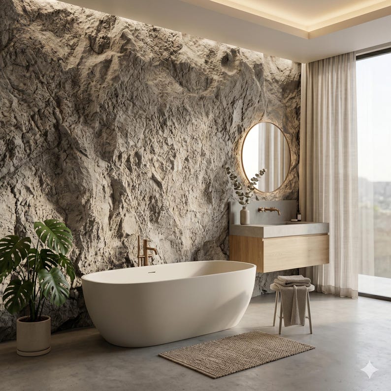 Bathroom Stone Wall Texture Kit Interior Design 3D Render Archviz ...