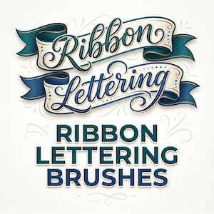 Ribbon Lettering Procreate Brushes Banner Text Calligraphy Typography Design Kit Download