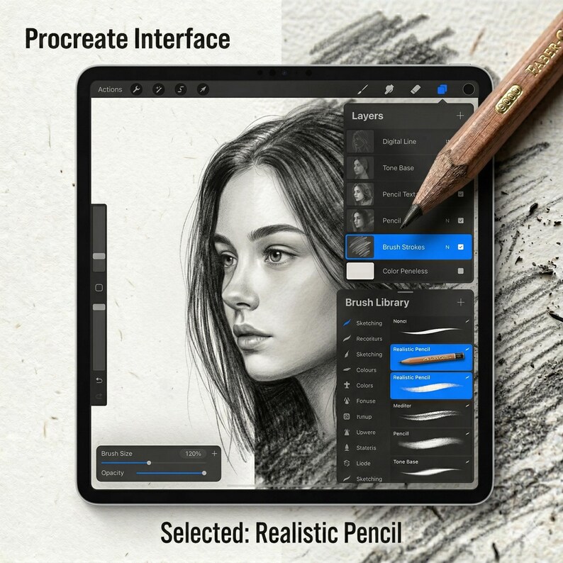Procreate For Rendering Pencil Procreate Brushes Sketch Drawing Realistic Graphite Texture Art ...