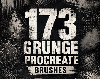 173 Grunge-Pinsel für Procreate | Abgenutzte Texturen, raue Overlays, digitale Kunst, iPad-Paket
