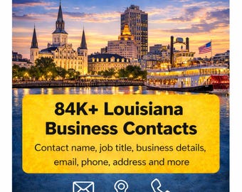 Baza danych kontaktów biznesowych w Luizjanie | Ponad 84 tys. zweryfikowanych leadów | Excel i CSV