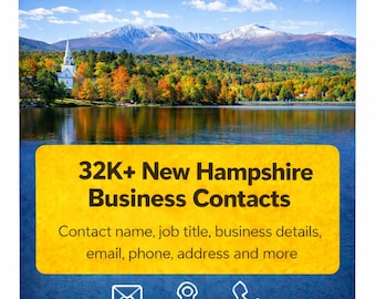 Baza danych kontaktów biznesowych w New Hampshire | Ponad 32 tys. zweryfikowanych leadów | Excel i CSV