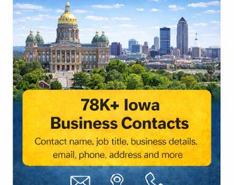 Baza danych kontaktów biznesowych w stanie Iowa | Ponad 78 tys. zweryfikowanych leadów | Excel i CSV