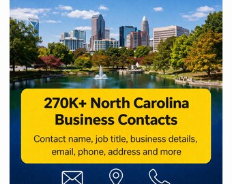 Baza danych kontaktów biznesowych w Karolinie Północnej | Ponad 270 tys. zweryfikowanych leadów (pliki CSV)