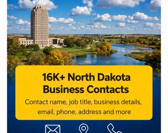 Baza danych kontaktów biznesowych w Dakocie Północnej | Ponad 16 tys. zweryfikowanych leadów | Excel i CSV