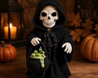 Grim Reaper Crochet Pattern, Halloween Gothic Amigurumi PDF, Cauldron Reaper Pattern, Spooky Crochet Decor