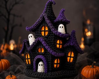 Halloween Haunted House Crochet Pattern, Gothic Creepy Witch House Amigurumi PDF, Ghost Crochet Decor