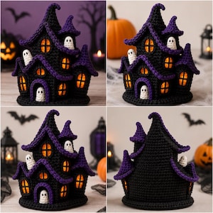 Halloween Haunted House Crochet Pattern, Gothic Creepy Witch House Amigurumi PDF, Ghost Crochet Decor image 5