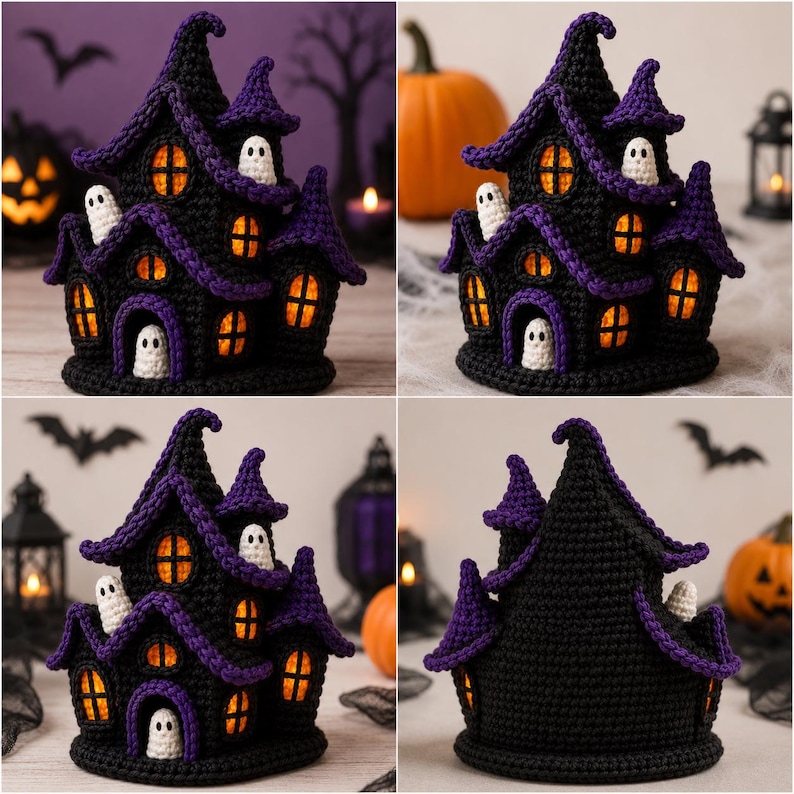 Halloween Haunted House Crochet Pattern, Gothic Creepy Witch House Amigurumi PDF, Ghost Crochet Decor image 5