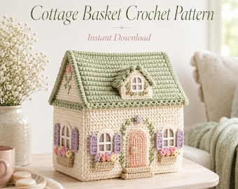 Patrón de amigurumi de casita de ganchillo, casita Meadow Lane en PDF, decoración de casa de ganchillo en 3D, descarga instantánea.