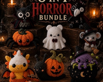 Paquete de patrones de crochet en PDF, patrones de peluches amigurumi vudú góticos y espeluznantes para Halloween (descarga digital)