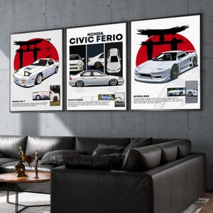 Póster digital de Muscle Car JDM - Juego de 3 / Imprimible / Regalos para él / Arte mural de hipercoches / Impresión de supercoches / Descarga de arte de coches / Regalos para él