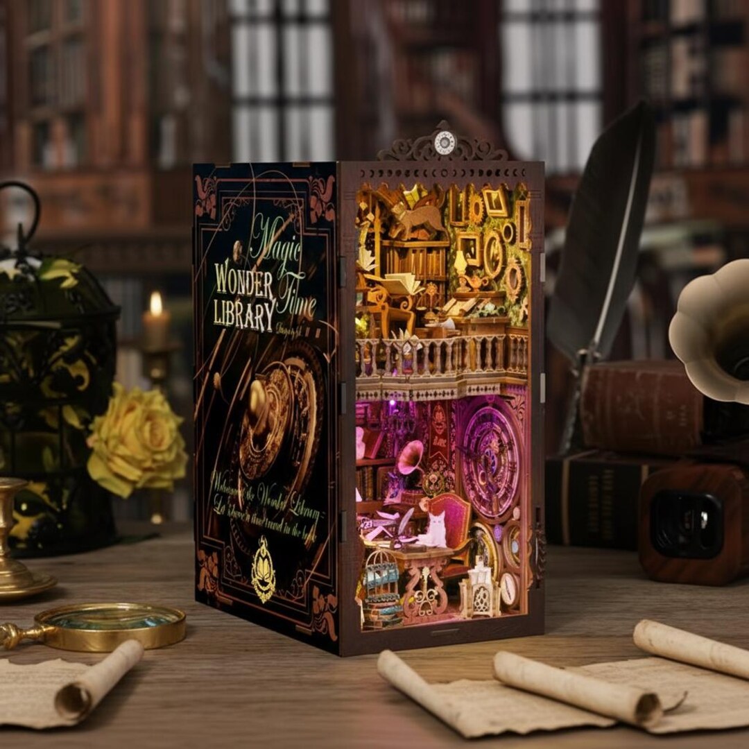Wonder Woman Library Display Magic Wonder Library Book Nook With LED Lights – Steampunk Fantasy ...