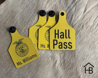Custom Engraved FFA Ritchey Ear Tag, School Pass
