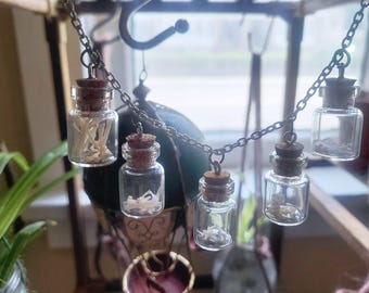 Mouse Bone Necklace w/ earings, Set in Tiny Spell Jars
