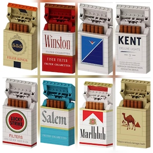 Juego de bloques de construcción de cigarrillos retro - Ladrillos de una marca icónica de tabaco - Decoración de escritorio 3D, kit de construcción nostálgico para adultos, regalo único para fumadores