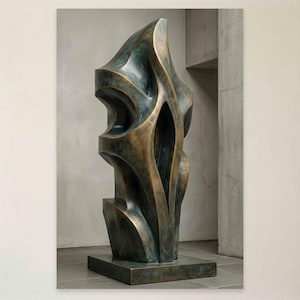 ブロンズ彫刻ファインアートプリント、抽象モダンウォールアート、現代美術館ポスター、コレクター向け装飾、「亀裂」