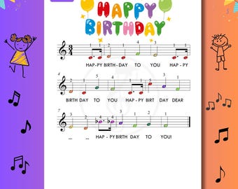 Happy Birthday Very Easy Piano: kleurrijke noten voor beginners