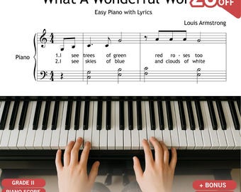 ¡Qué mundo tan maravilloso! Partitura: Nivel fácil 2 - Notas con código de colores