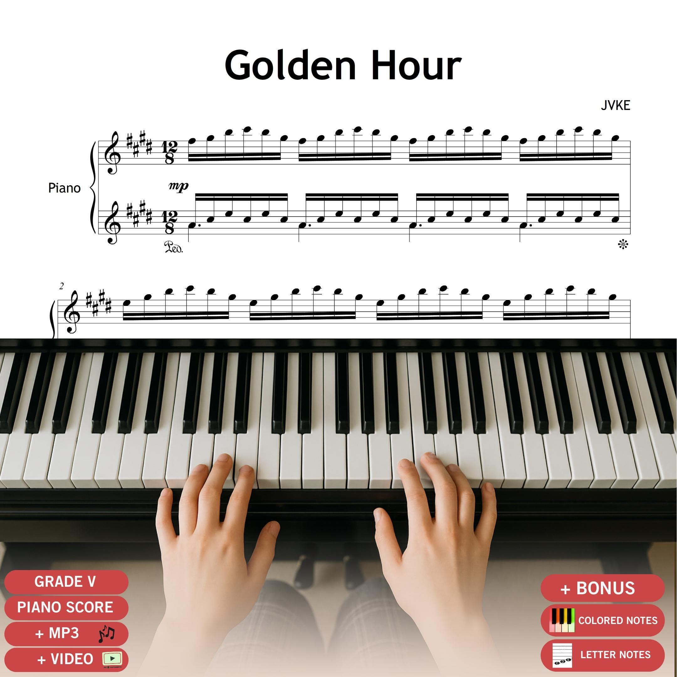 Windowsノート本体 Song Sokhom Golden Hour Piano Sheet Music, JVKE, Grade 6 (digital Download PDF