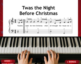 Twas the Night Before Christmas bladmuziek voor piano: eenvoudig vakantiedeuntje voor beginners