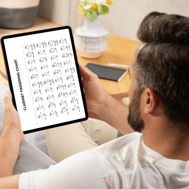 Clarinet Fingering Chart instant digital download, versatile learning tool for clarinet players of all levels, formatted for both print and digital use, great as a classroom wall chart, personal study guide, or rehearsal room poster.