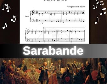 Sarabanda de Handel: Partitura simplificada para piano (Notas en color y audio)