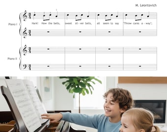 Partitura para dueto de Carol of the Bells - Piano a quatro mãos para iniciantes (PDF)