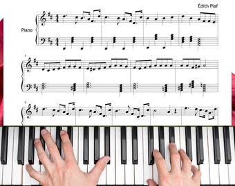 La Vie en Rose (Grado 4-5, Nombres de las notas) - Partitura de canción de amor francesa