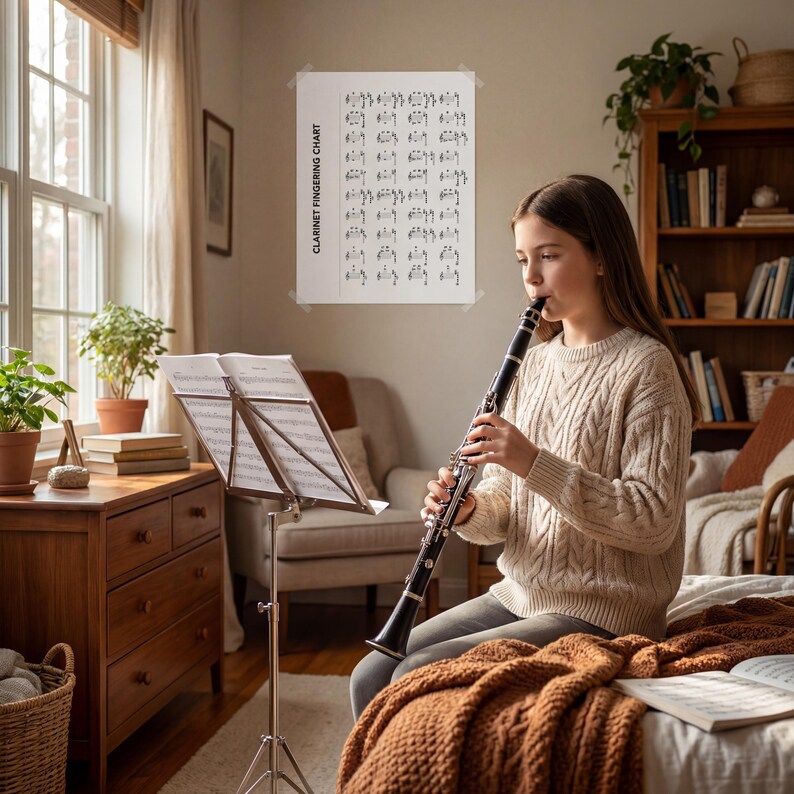 Clarinet Fingering Chart: Printable Music Poster for Beginners image 7