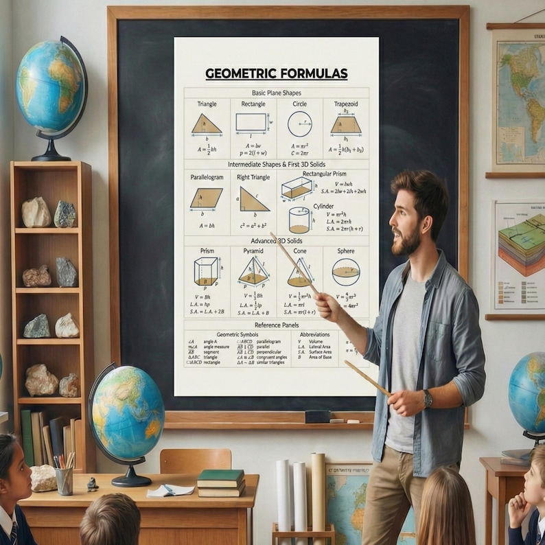 Geometry Reference Chart: Area, Perimeter & Volume - Printable PDF ...