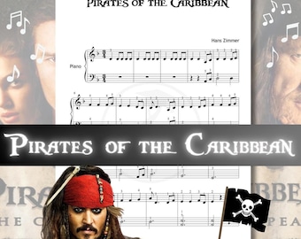 Partitura para piano de Piratas del Caribe - Nivel fácil (Grado 3) Tema de la película