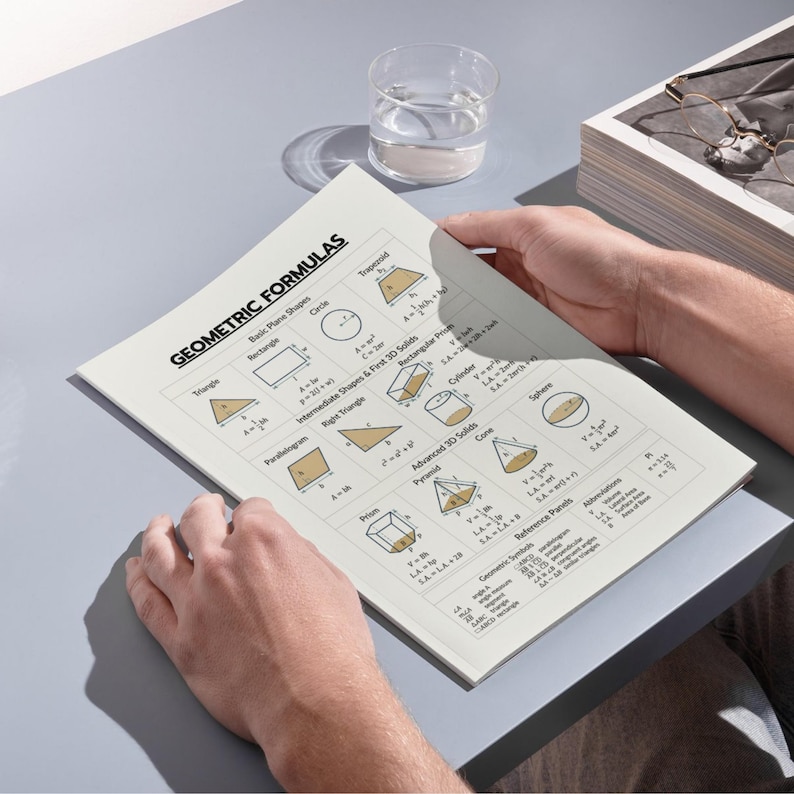 Geometry Reference Chart: Area, Perimeter & Volume - Printable PDF ...