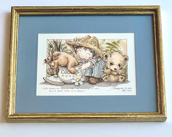Vintage Framed Art Print Jody Bergsma 1982 Cookie Jar Lithograph