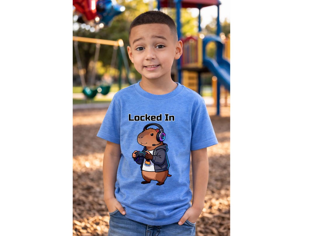 Capybara Lock In Locked in Gamer Capybara Shirt, Kids Gaming Graphic Tee, Youth Capybara ...