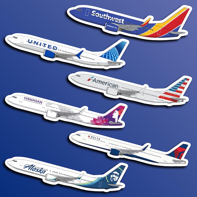 Commercial Airline Airplane Sticker Decals - Etsy