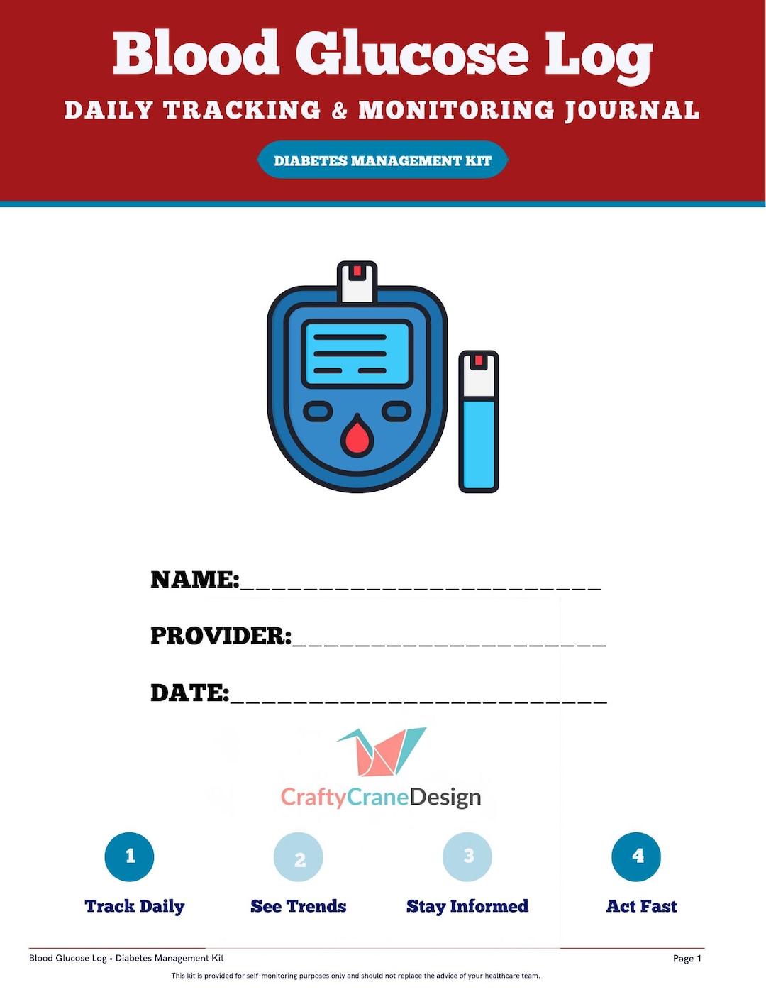 Blood Glucose Log Book | Diabetes Tracker Printable | Blood Sugar ...
