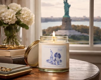 Cavalier King Charles Spaniel Statue of Liberty Candle, New York Dog Gift