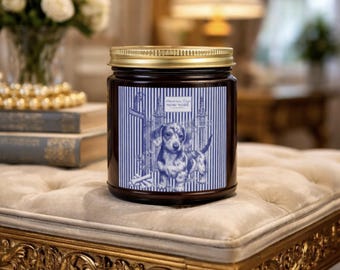 Dachshund Gramercy Park Candle, New York Street Art, Coconut Apricot Wax