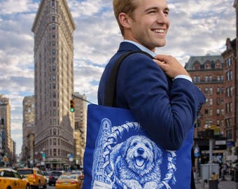 Otterhound Flatiron Building Tote Bag | Streetwise Dogs New York Illustration